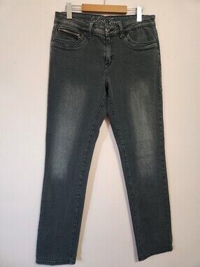 Y2K Vintage Cartise Charcoal Grey Acid Wash Heavy Stitch Moto Zip Jeans Size 32